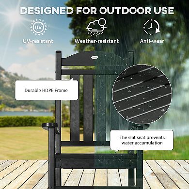 Outsunny Outdoor Rocking Chairs Hdpe Slatted Design, 2 Piece Set