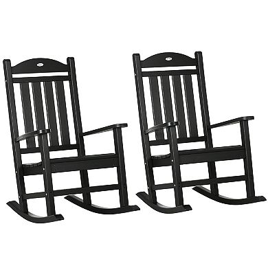 Outsunny Outdoor Rocking Chairs Hdpe Slatted Design, 2 Piece Set