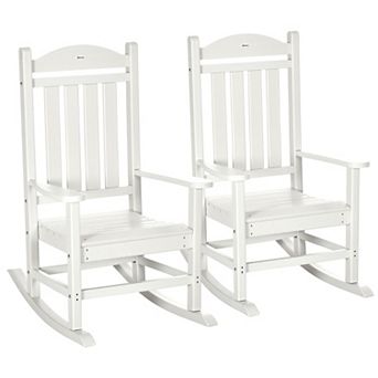 Outsunny Outdoor Rocking Chairs Hdpe Slatted Design, 2 pc Set