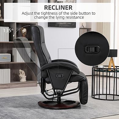 Homcom Swivel Recliner Chair With Footrest And Armrest, Black