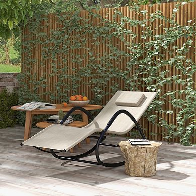 Outsunny Rocking Chair For Sunbathing, Lawn, Garden Or Pool