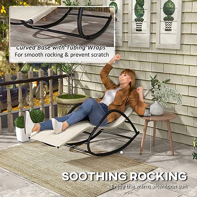 Outsunny Rocking Chair for Sunbathing, Lawn, Garden or Pool, Light
