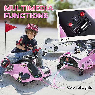 Aosom 12v Electric Drifting Go Kart W/ Slow Start, Music, Lights