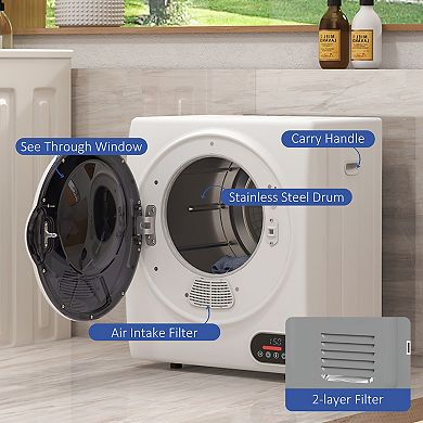 Homcom Portable Clothes Dryer 120v 850w Laundry Dryer For Apartment, White