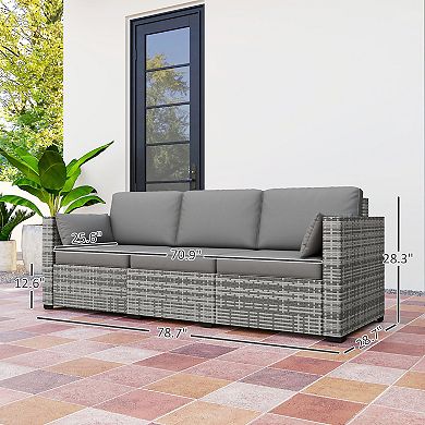 Outsunny Three-seater Outdoor Wicker Patio Furniture