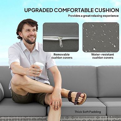 Outsunny Three-seater Outdoor Wicker Patio Furniture