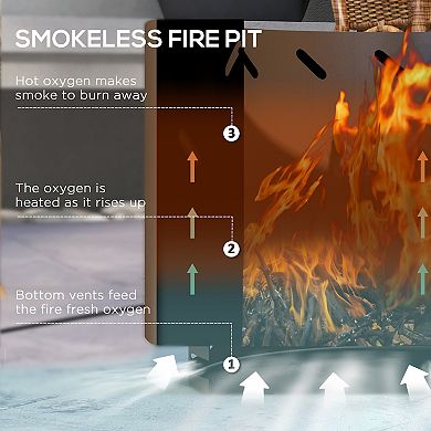 Outsunny Smokeless Fire Pit w/ Poker, 19inch Firepit, Stainless Steel