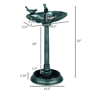 Outsunny Antique Bird Bath With Planter Pedestal Birdbath Bowl