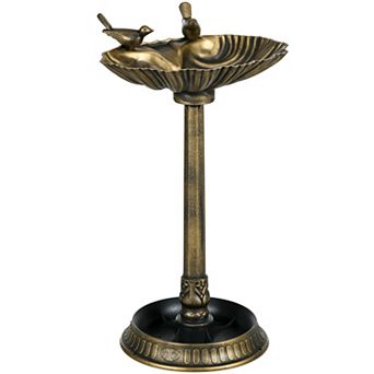 Outsunny Antique Bird Bath with Pedestal, Birdbath Bowl