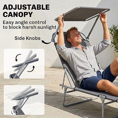 Outsunny Folding Outdoor Chaise Lounge Tanning Chair