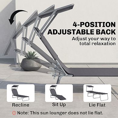 Outsunny Folding Outdoor Chaise Lounge Tanning Chair