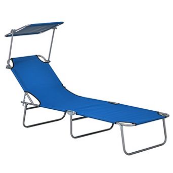 Outsunny Outdoor Chaise Lounge Tanning Chair, Folding W/ Sun Shade