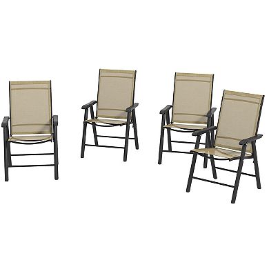 Outsunny Set Of 4 Outdoor Folding Chairs For Patio, Camping, Beach