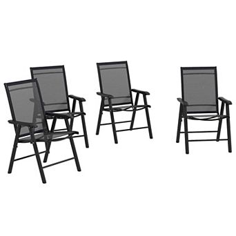 Outsunny Set Of 4 Outdoor Folding Chairs For Patio, Camping, Beach