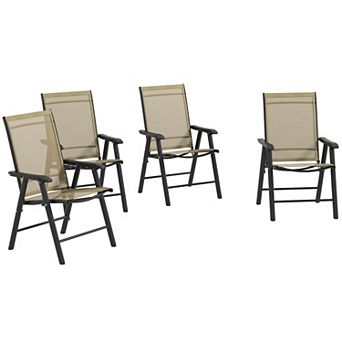 Outsunny Set Of 4 Outdoor Folding Chairs For Patio, Camping, Beach