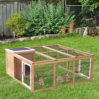 PawHut Rabbit Hutch, Waterproof Rabbit House for Small Animals