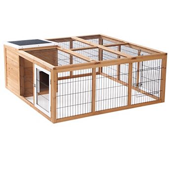 PawHut Rabbit Hutch, Waterproof Rabbit House for Small Animals