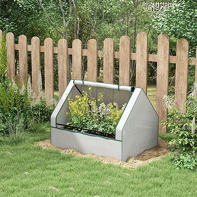 Outsunny Raised Garden Bed With Small Greenhouse