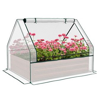 Outsunny Raised Garden Bed With Small Greenhouse
