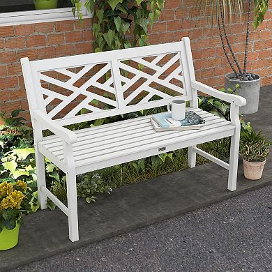 Outsunny Wooden Garden Bench W/ Slatted Seat & Back