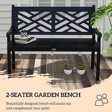 Outsunny Wooden Garden Bench W/ Slatted Seat & Back