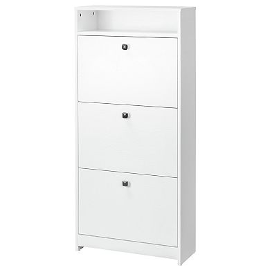 Homcom Shoe Storage Cabinet With 3 Large Fold-out Drawers