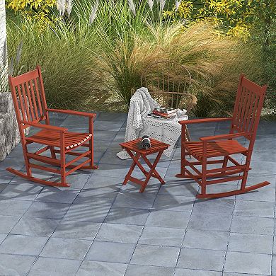 Outsunny Rocking Chair Set W/ Foldable Table, Outdoor Rocker Set