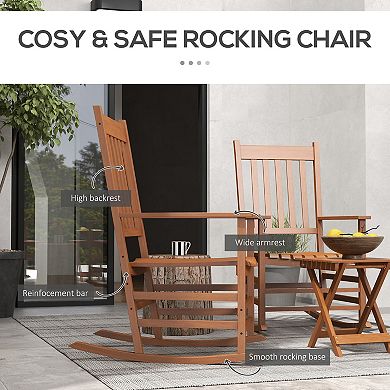 Outsunny Rocking Chair Set W/ Foldable Table, Outdoor Rocker Set
