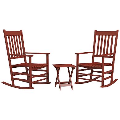 Outsunny Rocking Chair Set W/ Foldable Table, Outdoor Rocker Set