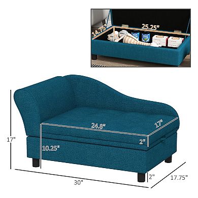 PawHut Pet Sofa, Dog Sofa for Small Dogs with Storage, Dark