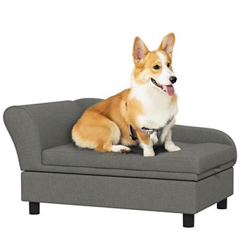 PawHut Pet Sofa, Dog Sofa for Small Dogs with Storage, Dark