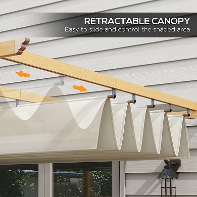 Outsunny 10ftx10' Retractable Pergola with Wood Grain Aluminum Frame