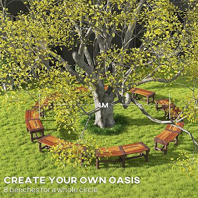 Outsunny Round Wooden Garden Tree Bench with Slatted Seat,