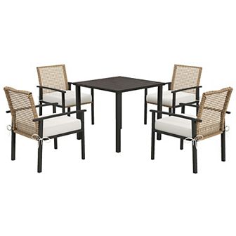 Outsunny Outdoor Patio Dining Set, Chairs & Table, Beige