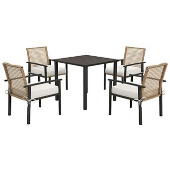Outsunny Outdoor Patio Dining Set, Chairs & Table, Beige