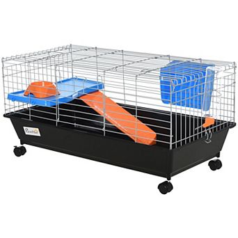 35" Guinea Pig, Hamster, & Chinchilla House Cage W/ Food Dish, Wheels, & Bottle