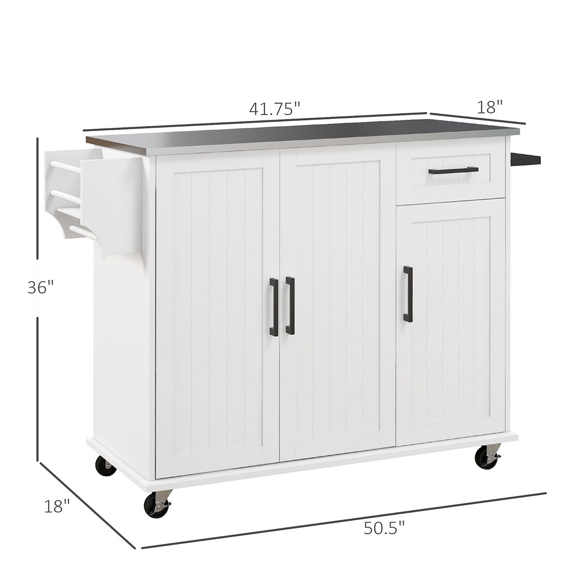 Kitchen island cart dimensions diagram with wheels