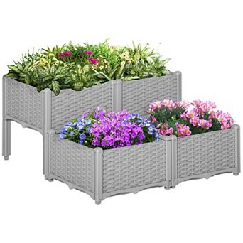Outsunny Raised Garden Bed With Self-watering Design