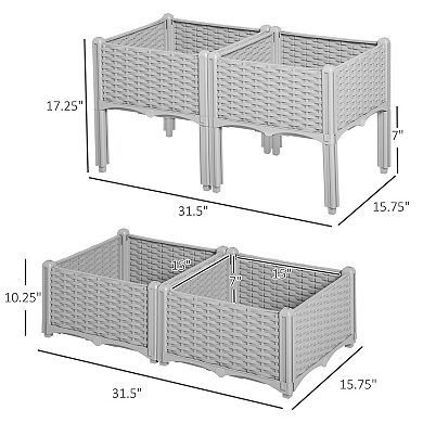 Outsunny 4-Piece Raised Garden Bed with Self-Watering Design,