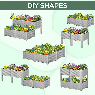 Outsunny 4-Piece Raised Garden Bed with Self-Watering Design,