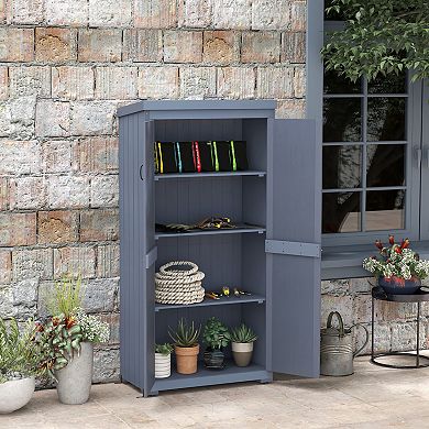 Outsunny Outdoor Storage Cabinet With Waterproof Metal Roof