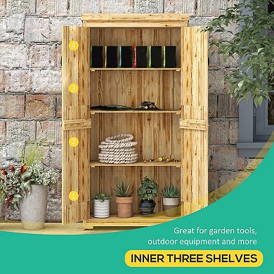 Outsunny Outdoor Storage Cabinet with Waterproof Metal Roof, Natural