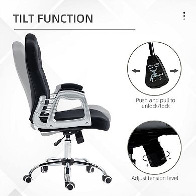 Vinsetto Home Office Chair With Adjustable Height Tilt Function Light Gray