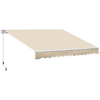 12' X 8' Patio Awning Manual Retractable Sunshade W/ Crank Handle