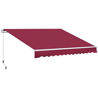 12' X 8' Patio Awning Manual Retractable Sunshade W/ Crank Handle
