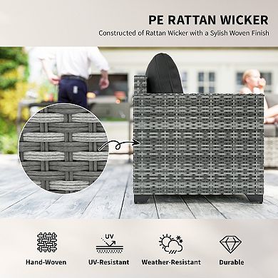 Outsunny Patio Furniture Set, Cushions, Sofas, Chairs, Storage Table, Gray