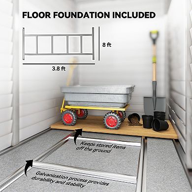 Outsunny 4.6ft x 9ft Metal Outdoor Storage Shed with Lockable Doors
