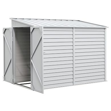 Outsunny 4.6ft x 9ft Metal Outdoor Storage Shed with Lockable Doors