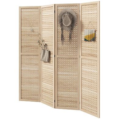 Homcom 4 Panel Room Divider W/ Hole Hooks Folding Privacy Screen