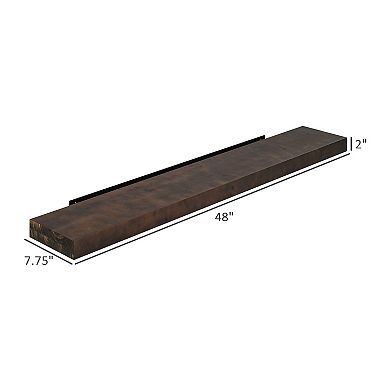 48" Fireplace Mantel, Pine Wood Floating Shelf, Wall Mounted, Walnut